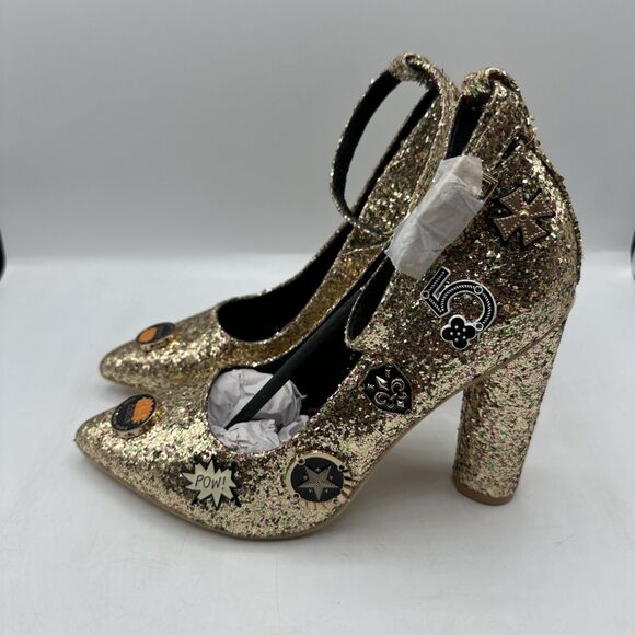 NEW Cape Robbin Pointy Toe Glitter Embellished Chunky High Heel Ankle Strap 8.5 - Picture 3 of 14